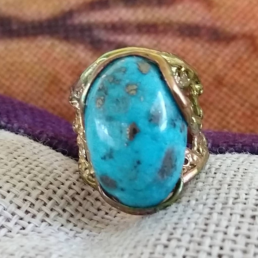Unique natural turquoise sterling silver ring - Picture 5 of 8
